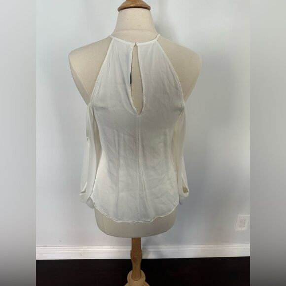 Zara size small white halter top style blouse with sheer sleeves - Picture 2 of 6